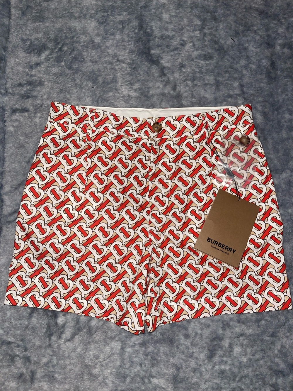 Burberry Red & White TB Monogram Kids Shorts